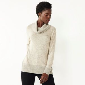 Nine West Fuzzy Long Sleeve Cowlneck Top